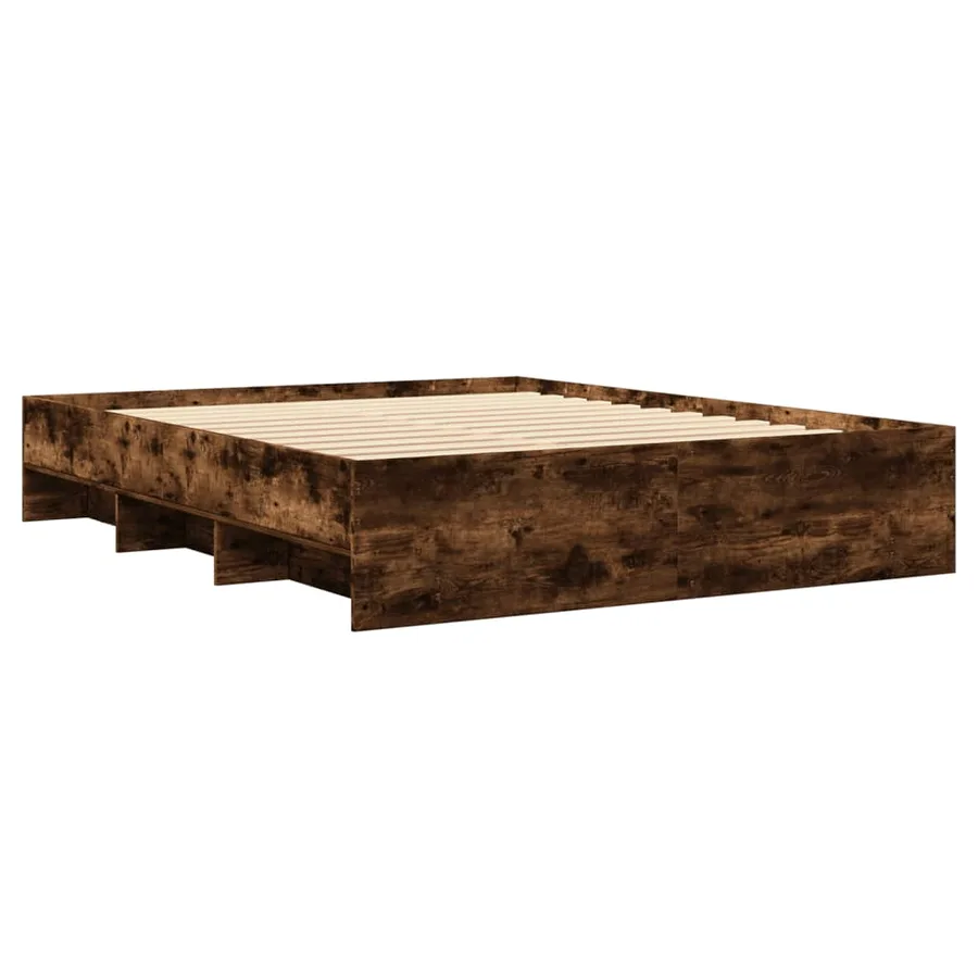 Cadre de lit sans matelas chêne fumé 160x200 cm bois ingénierie - 4