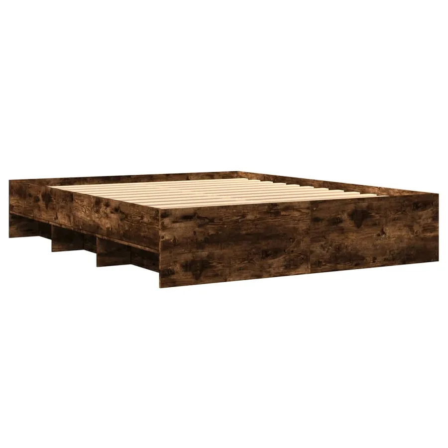 Cadre de lit sans matelas chêne fumé 160x200 cm bois ingénierie - 7