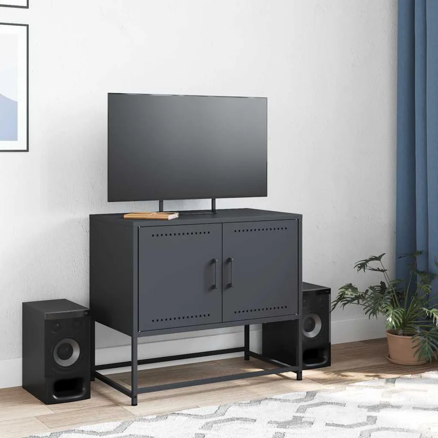 Meuble TV anthracite 68,5x39x60,5 cm acier - 3