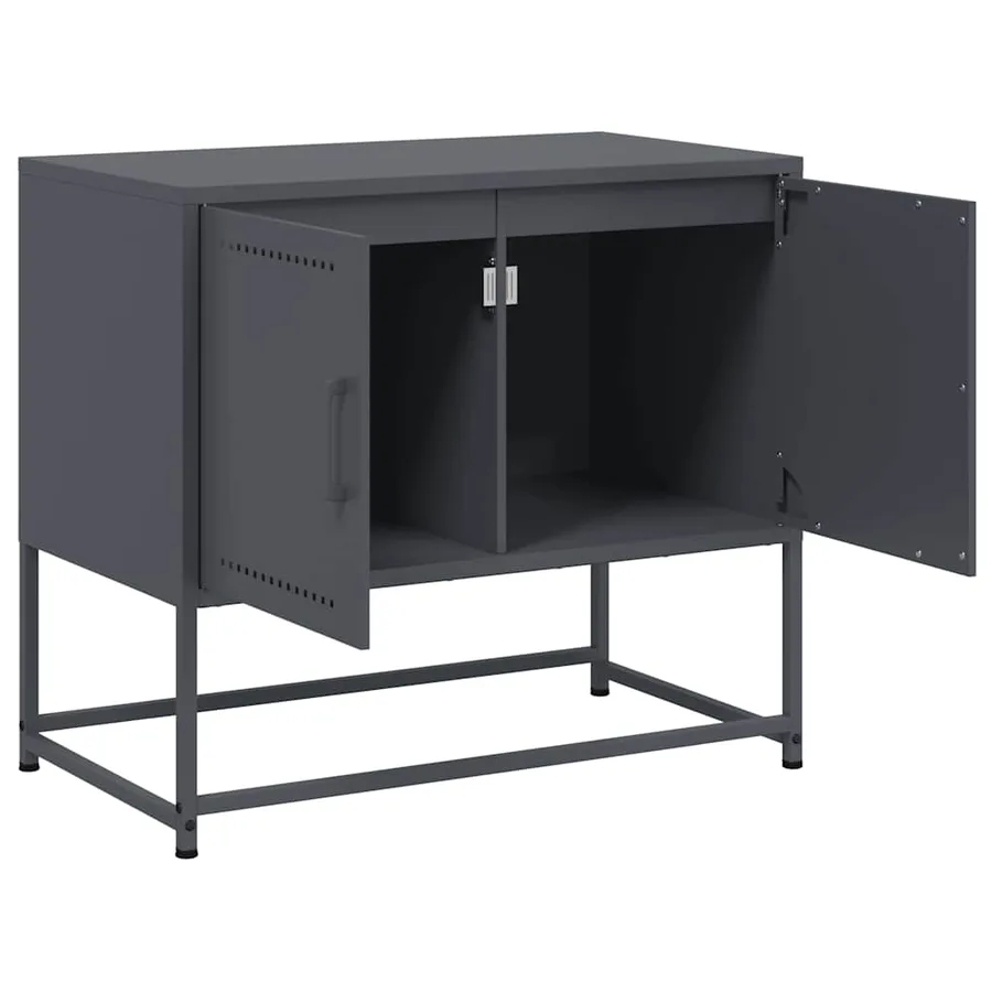Meuble TV anthracite 68,5x39x60,5 cm acier - 9