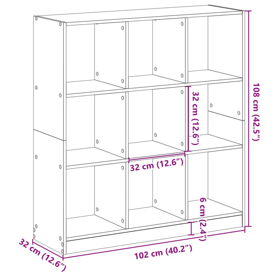 Bibliothèque chêne artisanal 102x32x108 cm bois d'ingénierie - 9
