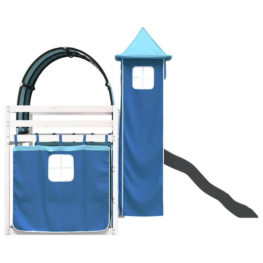 Lit superposé sans matelas avec toboggan et rideaux 90x190 cm - 9