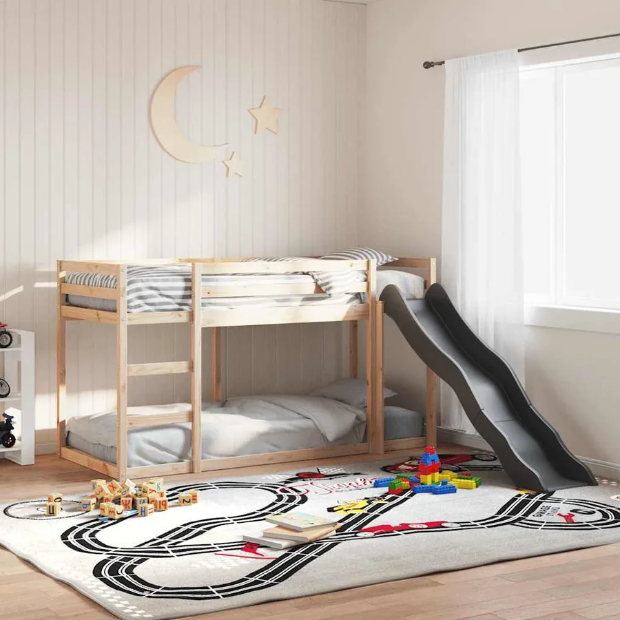 Lit superposé avec toboggan et échelle sans matelas 90x190 cm