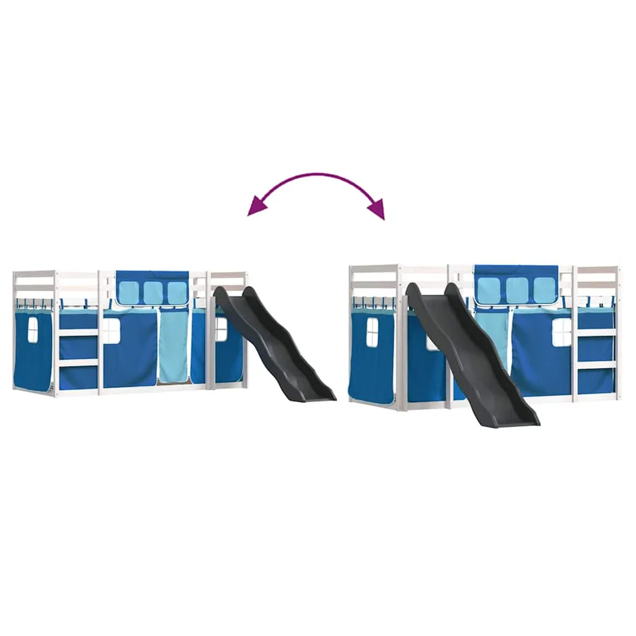 Lit superposé sans matelas avec toboggan et rideaux 90x190 cm - 11