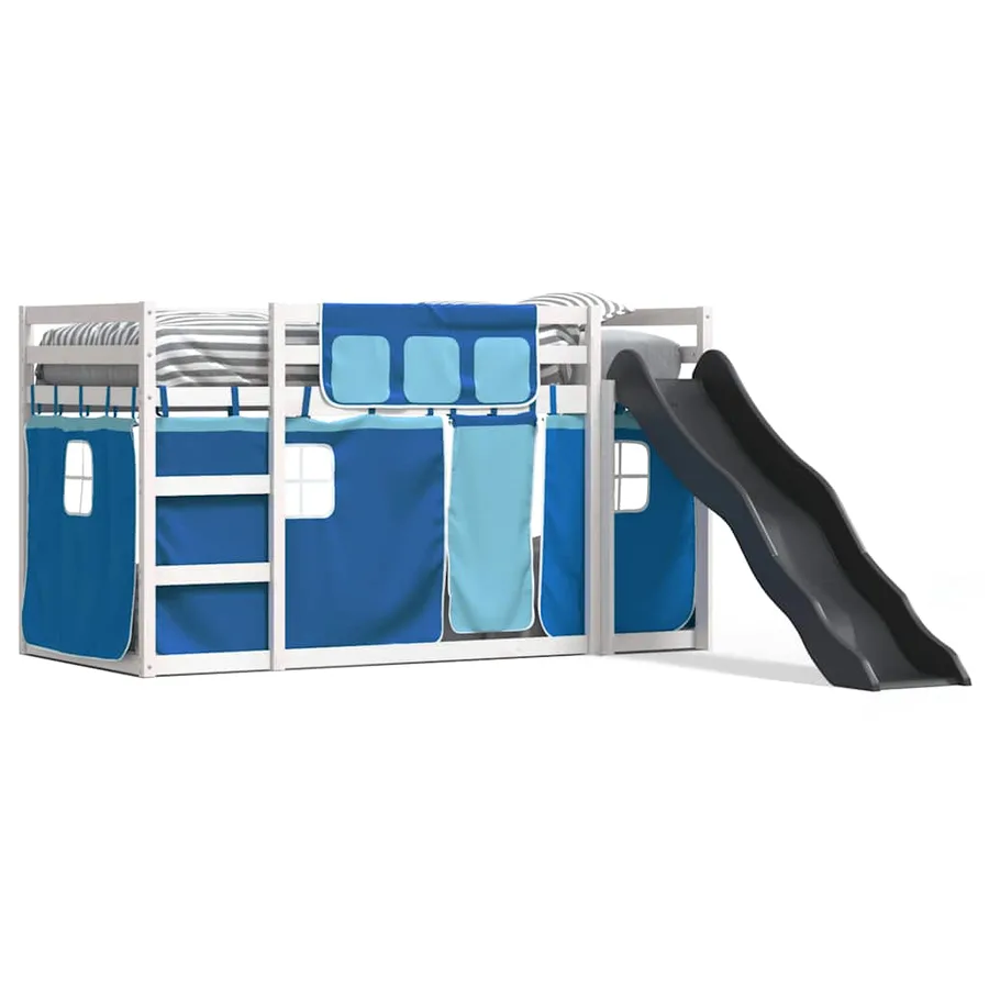 Lit superposé sans matelas avec toboggan et rideaux 90x190 cm - 2
