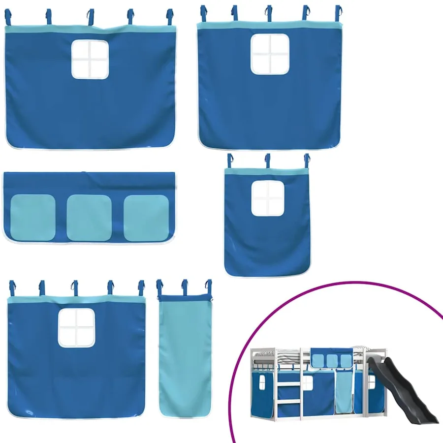 Lit superposé sans matelas avec toboggan et rideaux 90x190 cm - 5