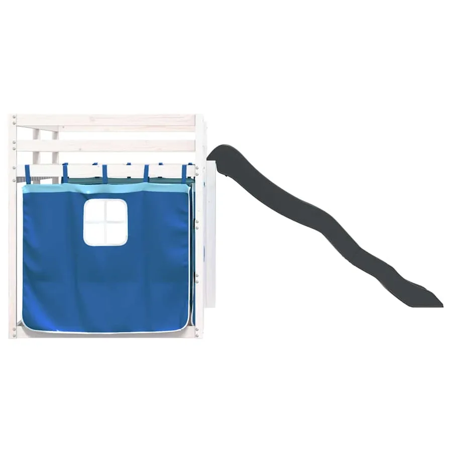 Lit superposé sans matelas avec toboggan et rideaux 90x190 cm - 9