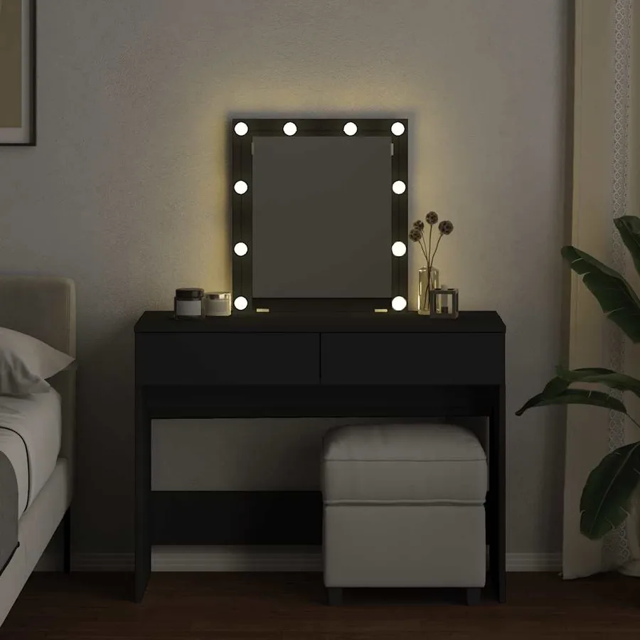 Coiffeuse avec LED noir 100x40x130 cm - 3