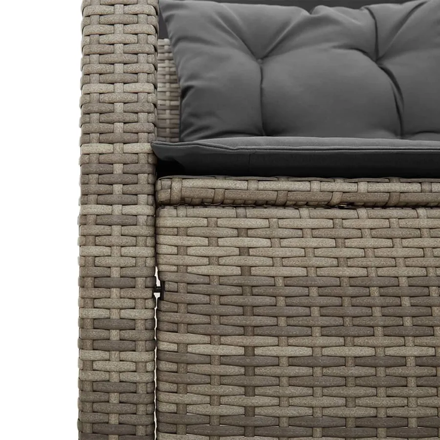 Canapé de jardin avec table et coussins en forme de L gris - 10