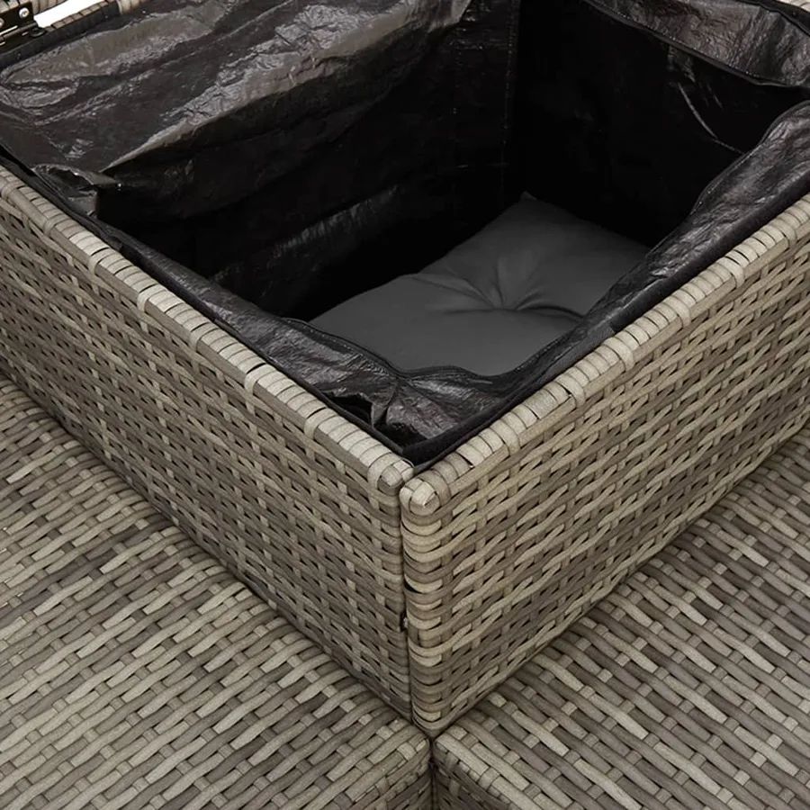 Canapé de jardin avec table et coussins en forme de L gris - 9