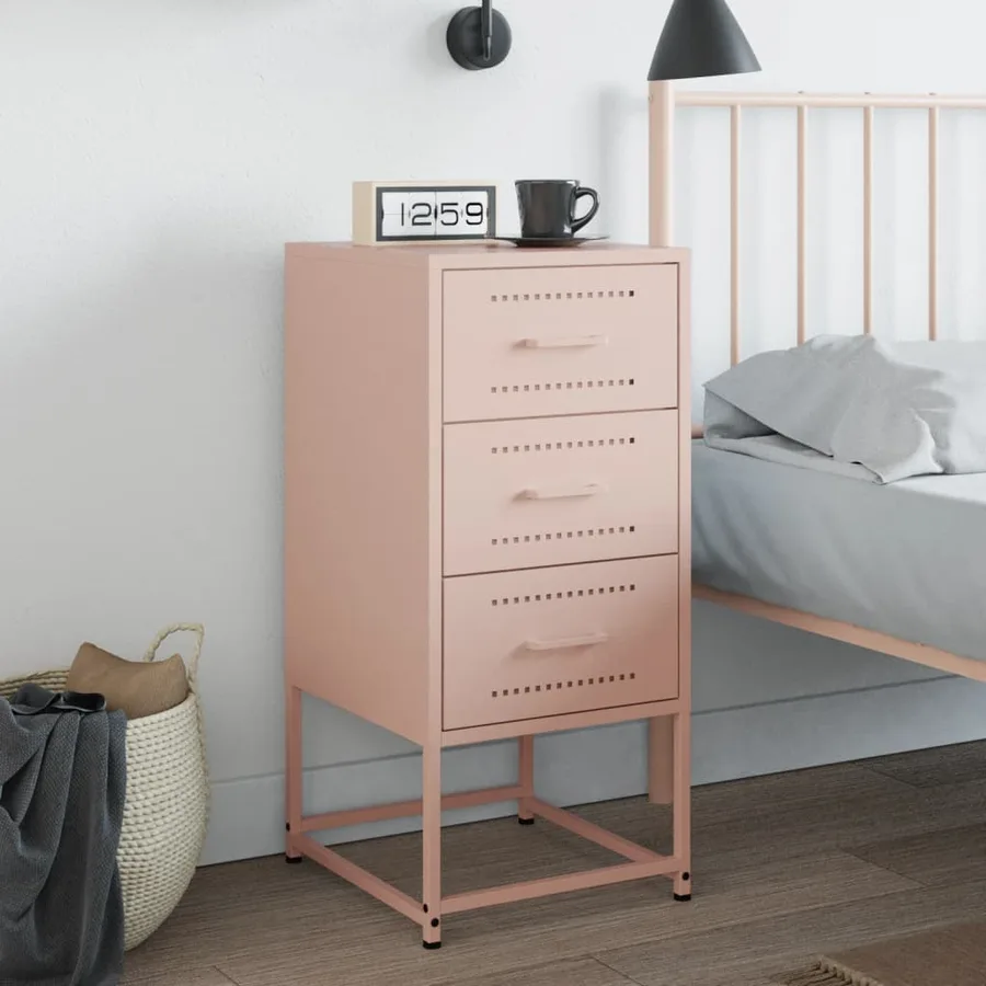 Table de chevet rose 36x39x78 cm acier - 3