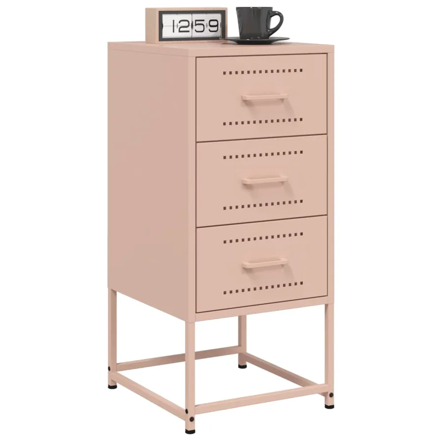 Table de chevet rose 36x39x78 cm acier - 4