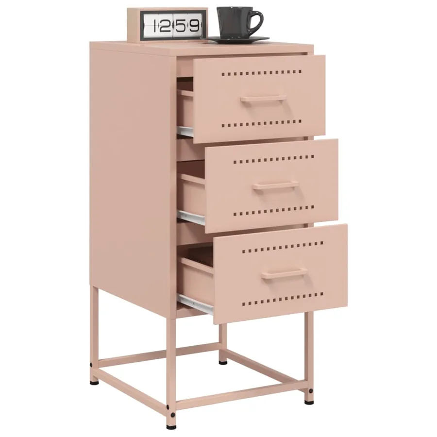 Table de chevet rose 36x39x78 cm acier - 5