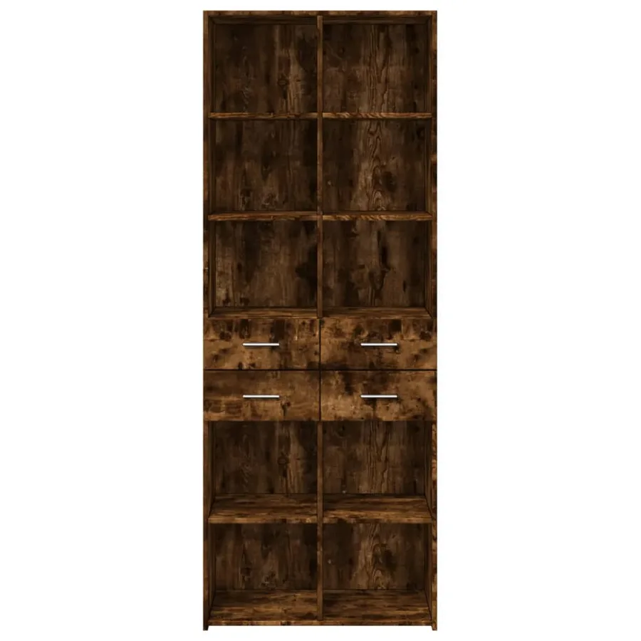 Buffet haut chêne fumé 70x42,5x185 cm bois d'ingénierie - 4
