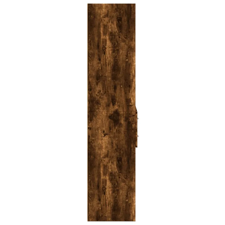 Buffet haut chêne fumé 70x42,5x185 cm bois d'ingénierie - 5