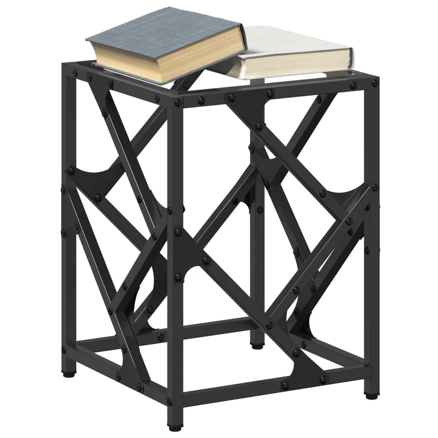 Table basse avec dessus en verre transparent 30x30x41 cm acier - 3