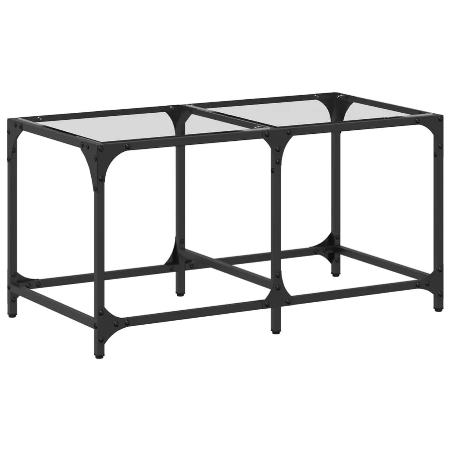 Table basse avec dessus en verre transparent 78,5x40x40cm acier - 2