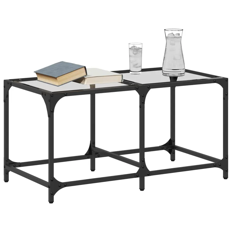 Table basse avec dessus en verre transparent 78,5x40x40cm acier - 3