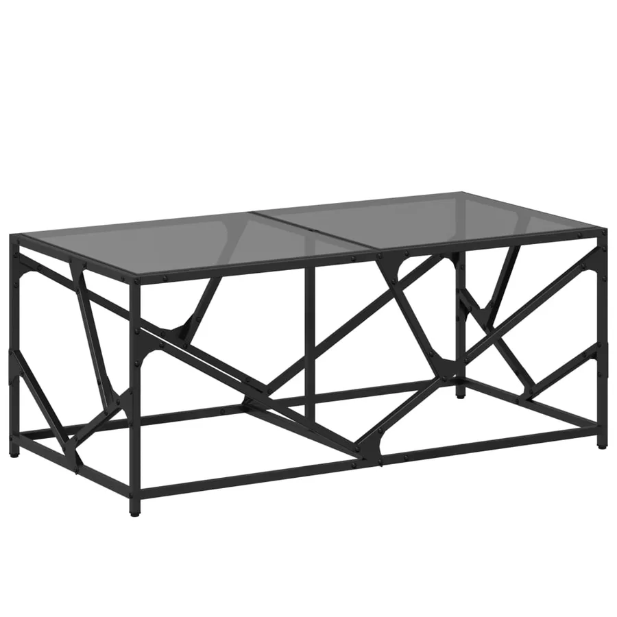 Table basse avec dessus en verre noir 98,5x50x41 cm acier - 2