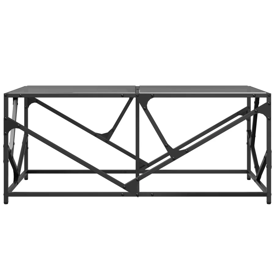 Table basse avec dessus en verre noir 98,5x50x41 cm acier - 4