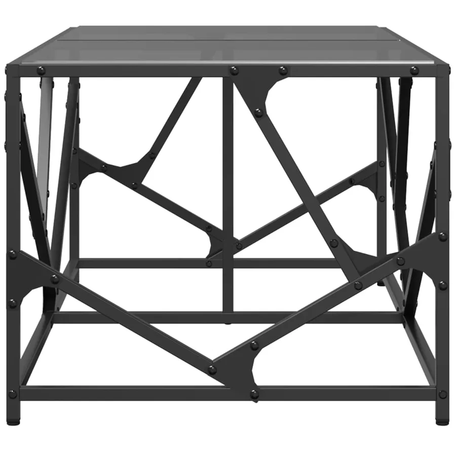 Table basse avec dessus en verre noir 98,5x50x41 cm acier - 5