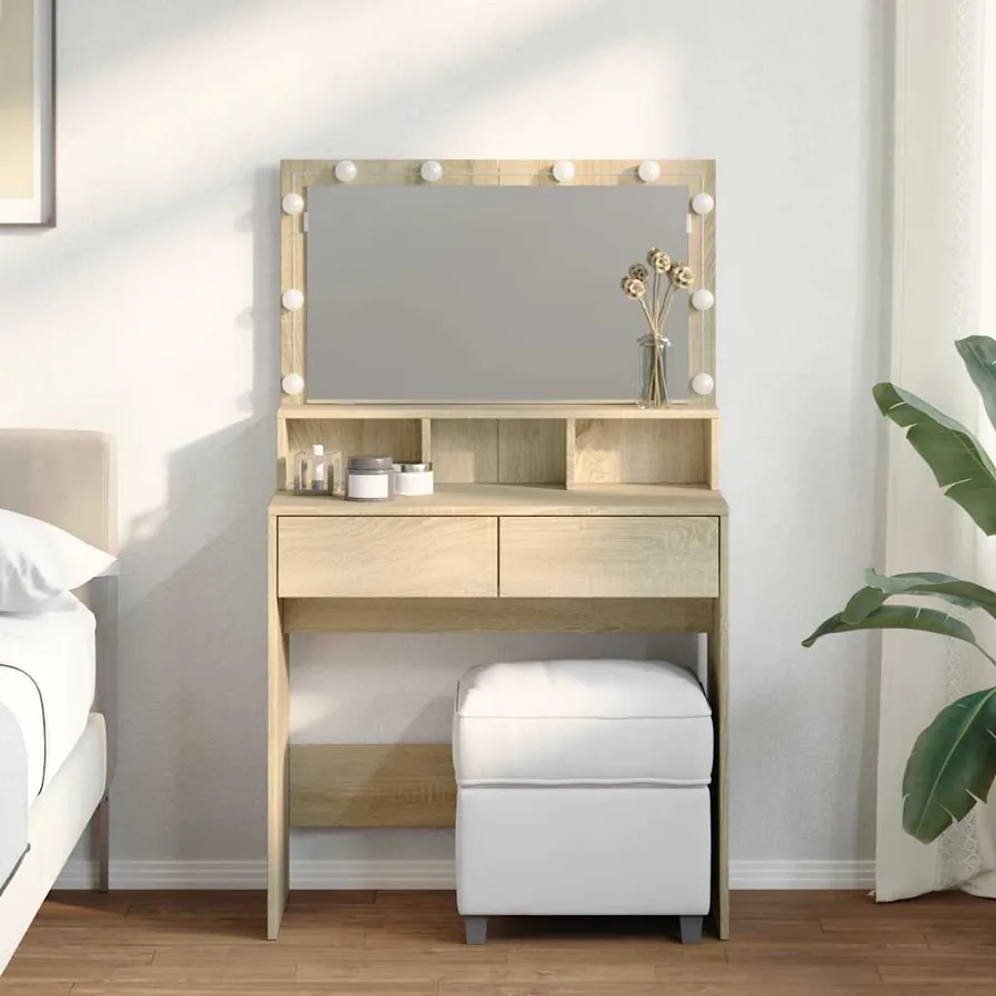 Coiffeuse avec LED chêne sonoma 80x41x134,5 cm