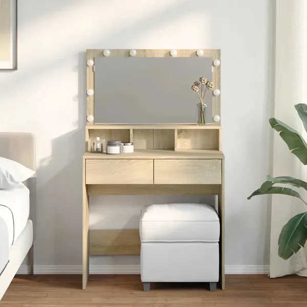 Coiffeuse avec LED chêne sonoma 80x41x134,5 cm