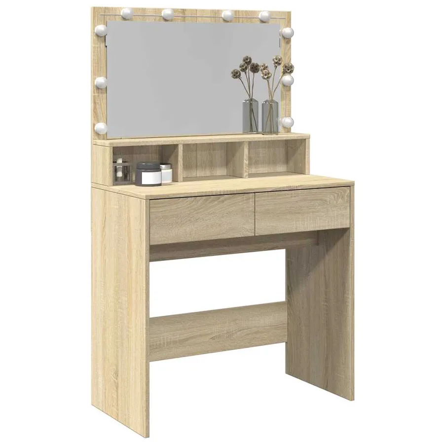 Coiffeuse avec LED chêne sonoma 80x41x134,5 cm - 4