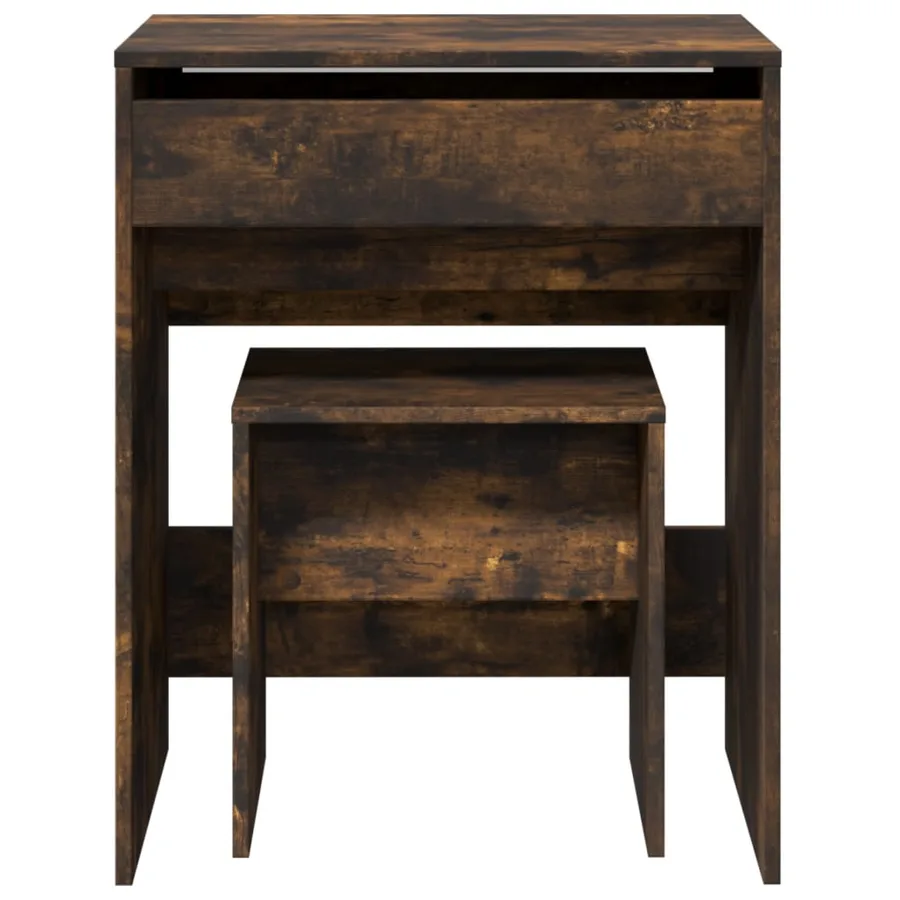 Coiffeuse et tabouret chêne fumé 60x40x113,5 cm - 5
