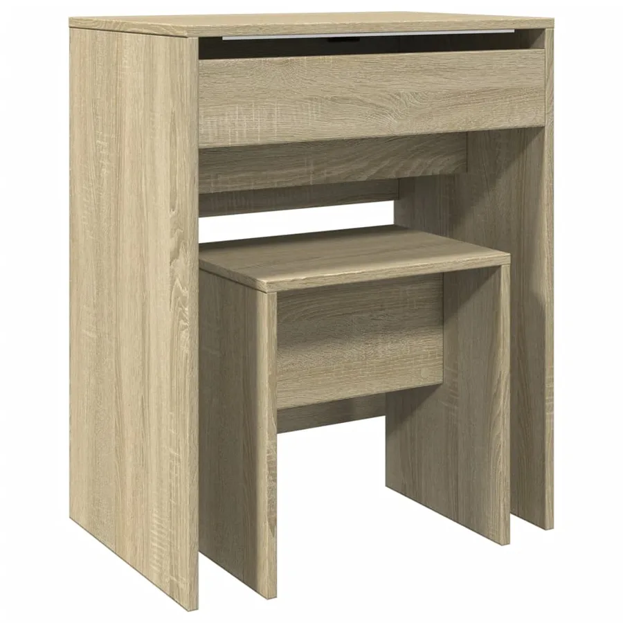Coiffeuse et tabouret chêne sonoma 60x40x113,5 cm - 2