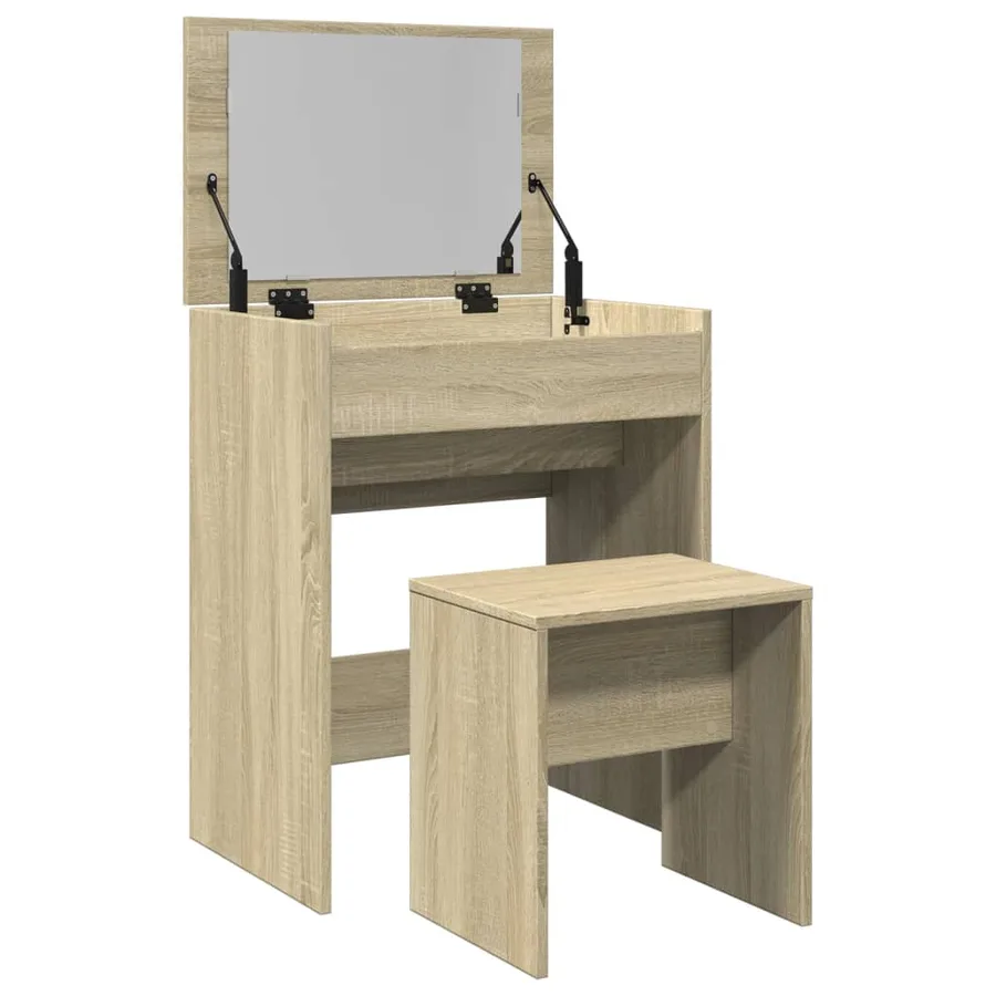 Coiffeuse et tabouret chêne sonoma 60x40x113,5 cm - 8