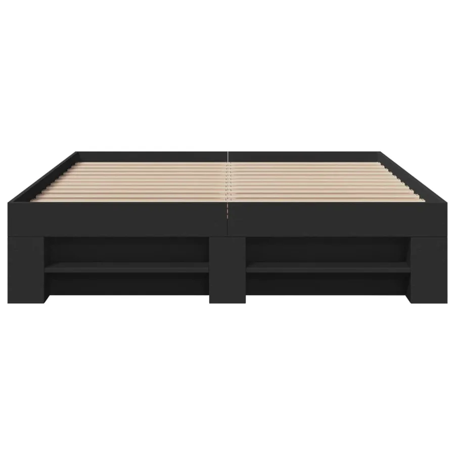 Cadre de lit sans matelas noir 135x190 cm bois d'ingénierie - 5