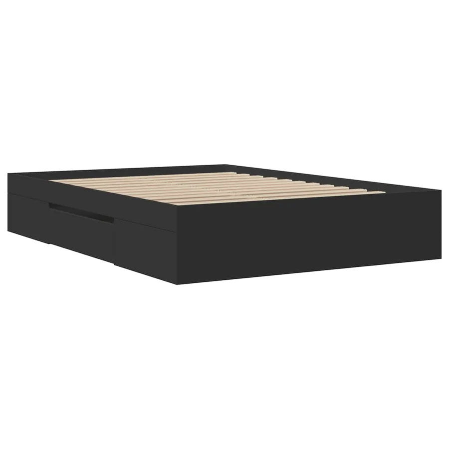Cadre de lit sans matelas noir 135x190 cm bois d'ingénierie - 7