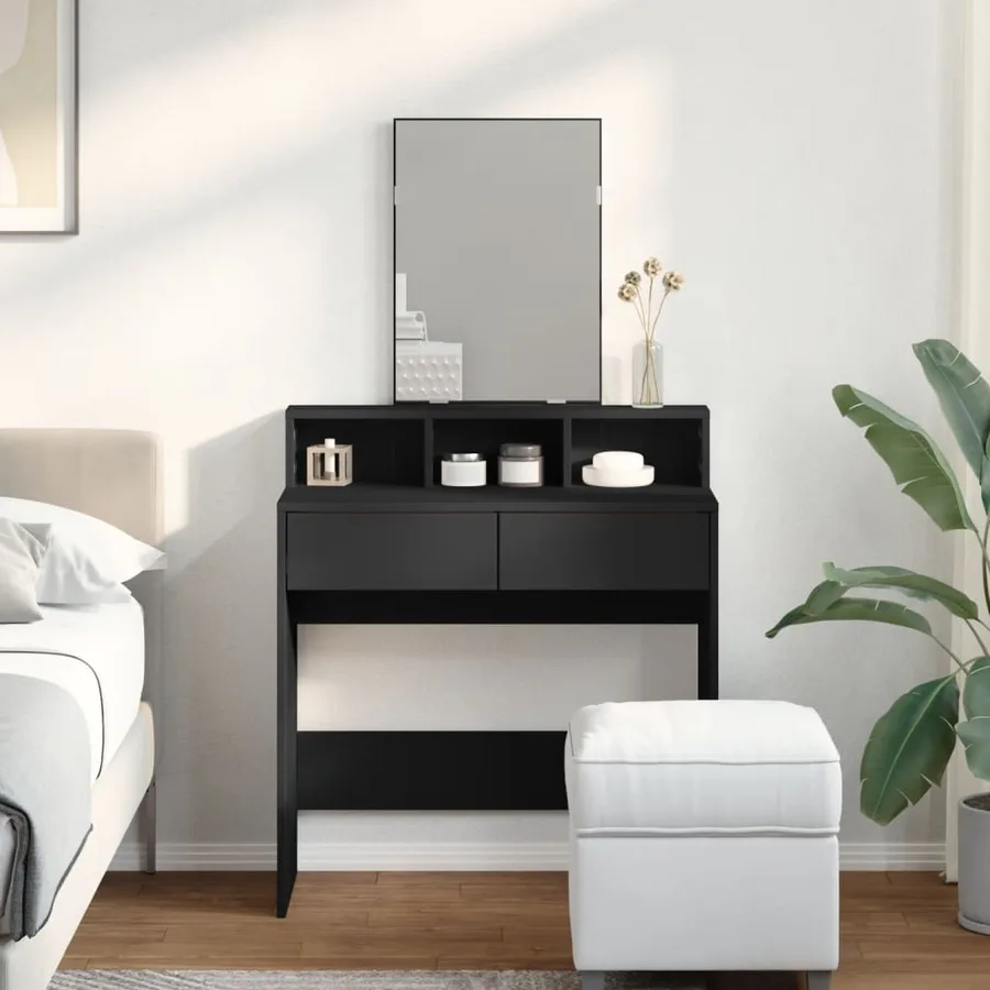 Coiffeuse avec miroir noir 80x41x144,5 cm - 3