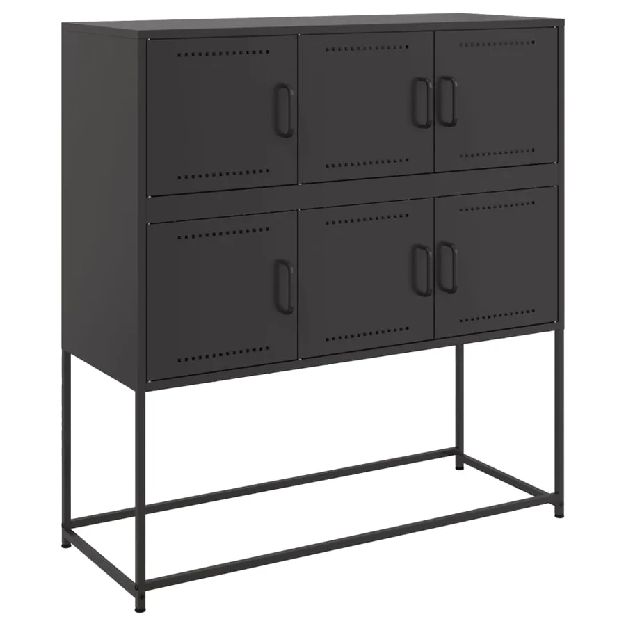Buffet noir 100,5x39x107 cm acier - 2