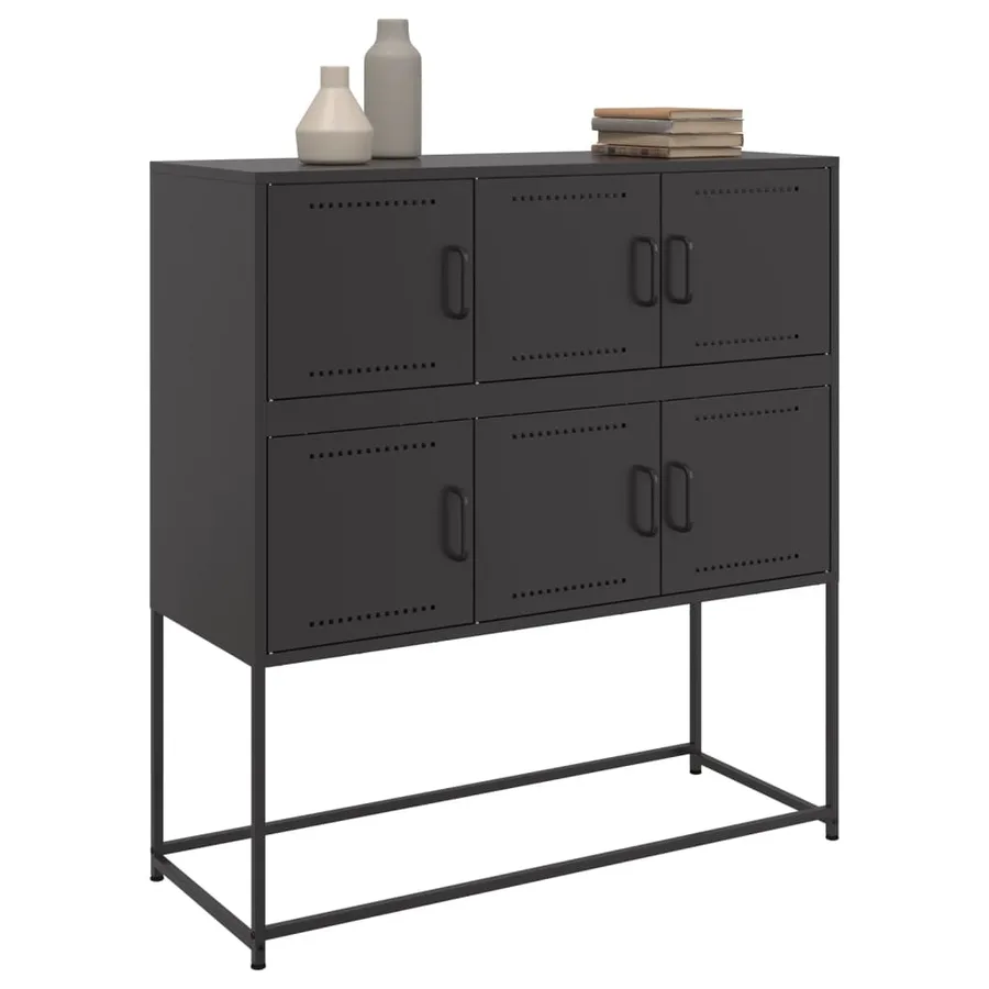 Buffet noir 100,5x39x107 cm acier - 4