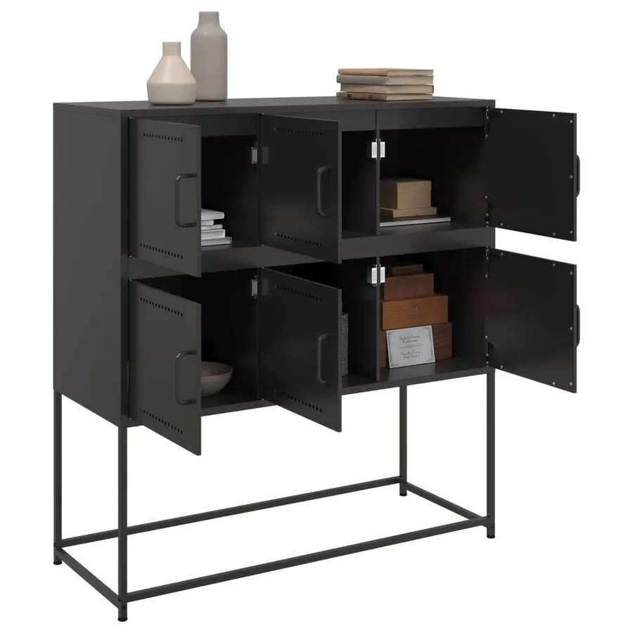 Buffet noir 100,5x39x107 cm acier - 5