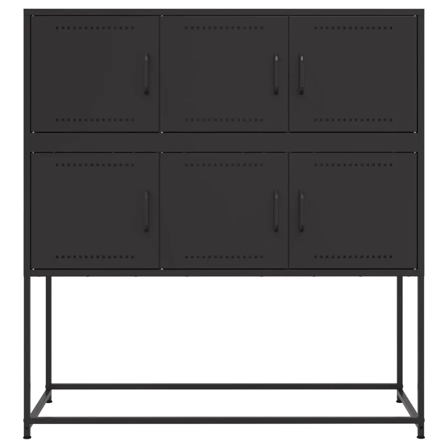 Buffet noir 100,5x39x107 cm acier - 6