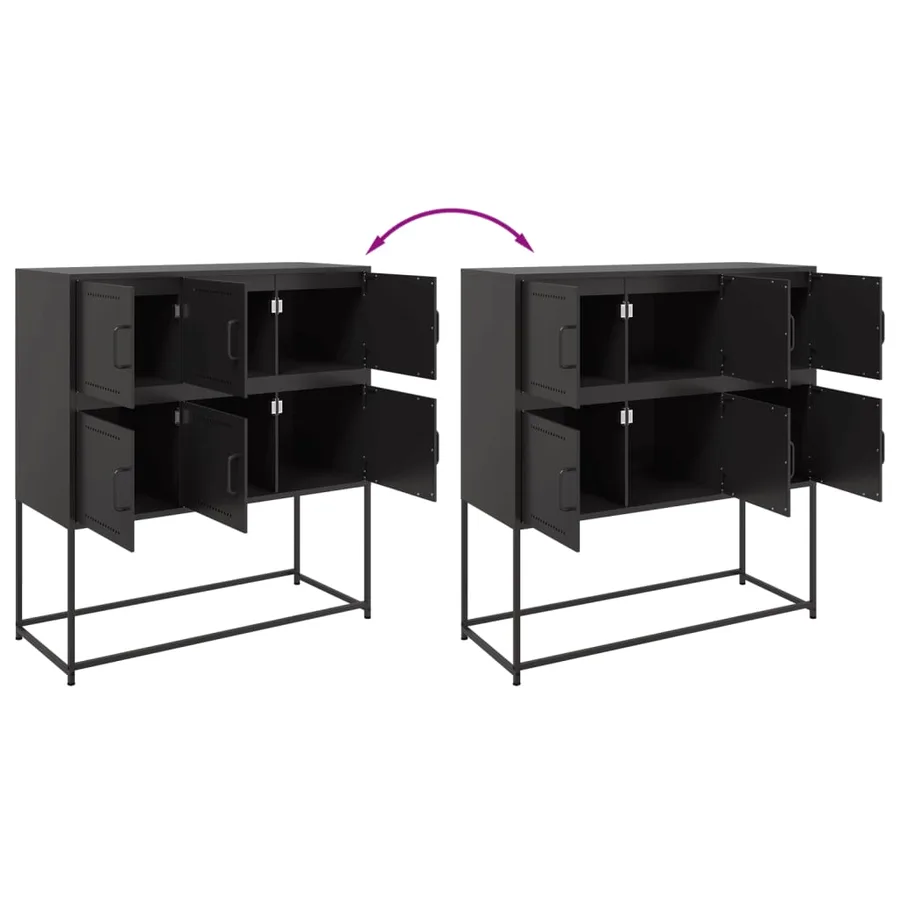 Buffet noir 100,5x39x107 cm acier - 9