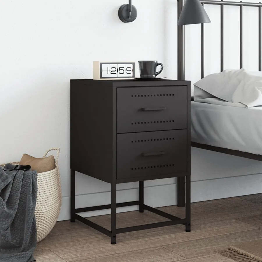 Table de chevet noir 36x39x60,5 cm acier - 3