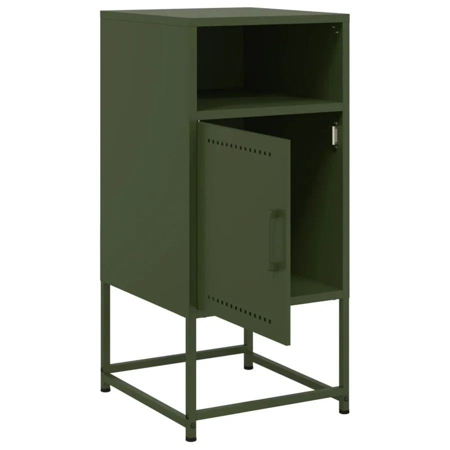 Tables de chevet 2 pcs vert olive 36x39x78 cm acier - 9