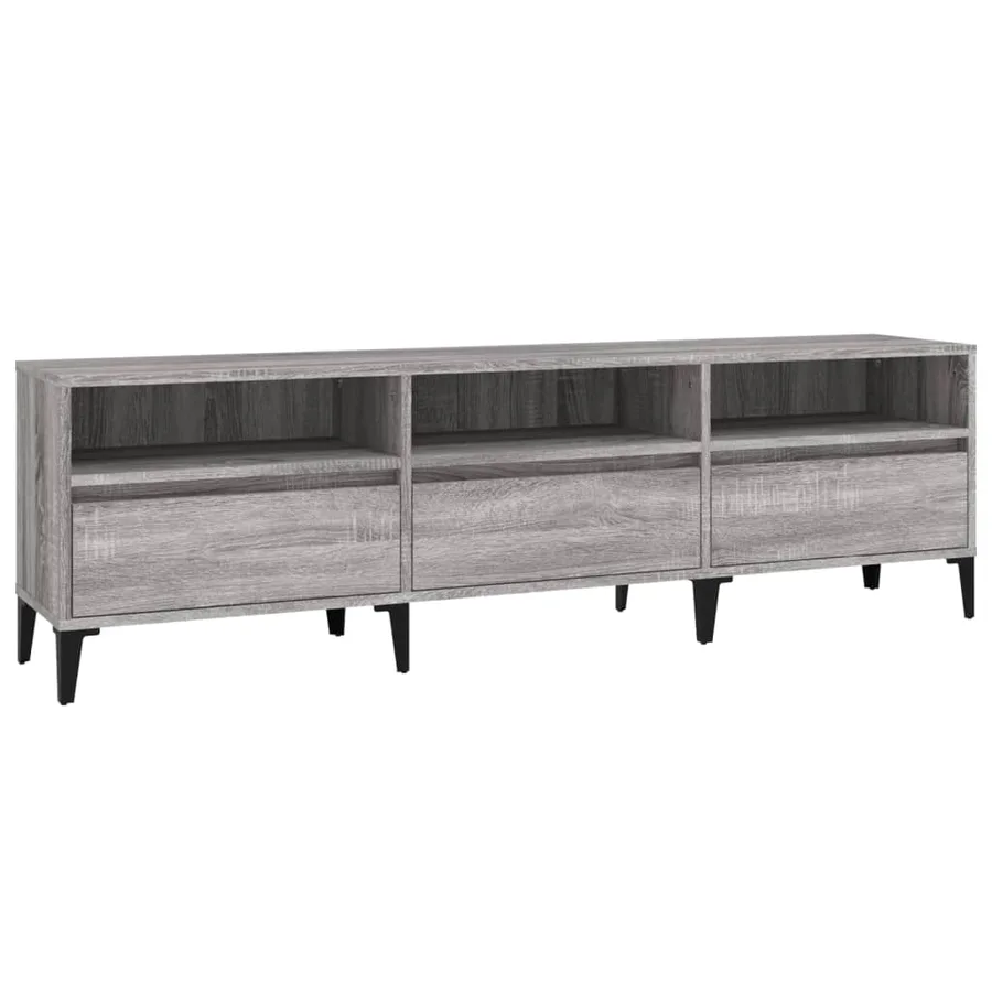 Meuble TV sonoma gris 150x30x44,5 cm bois d'ingénierie - 2