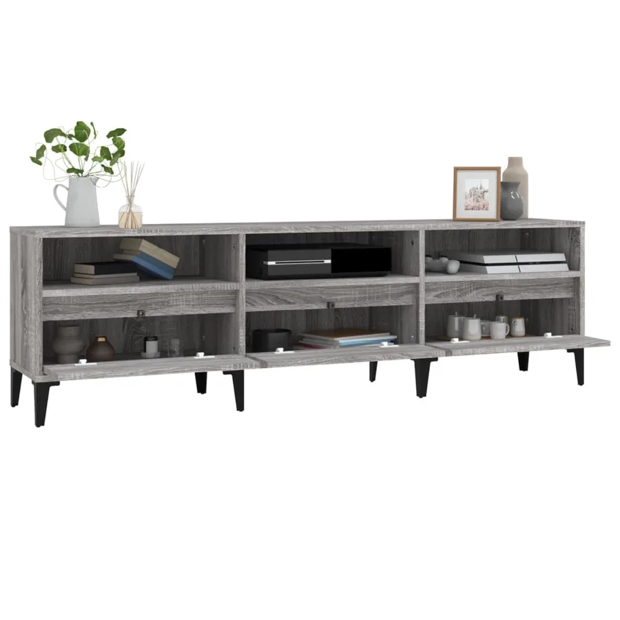 Meuble TV sonoma gris 150x30x44,5 cm bois d'ingénierie - 5
