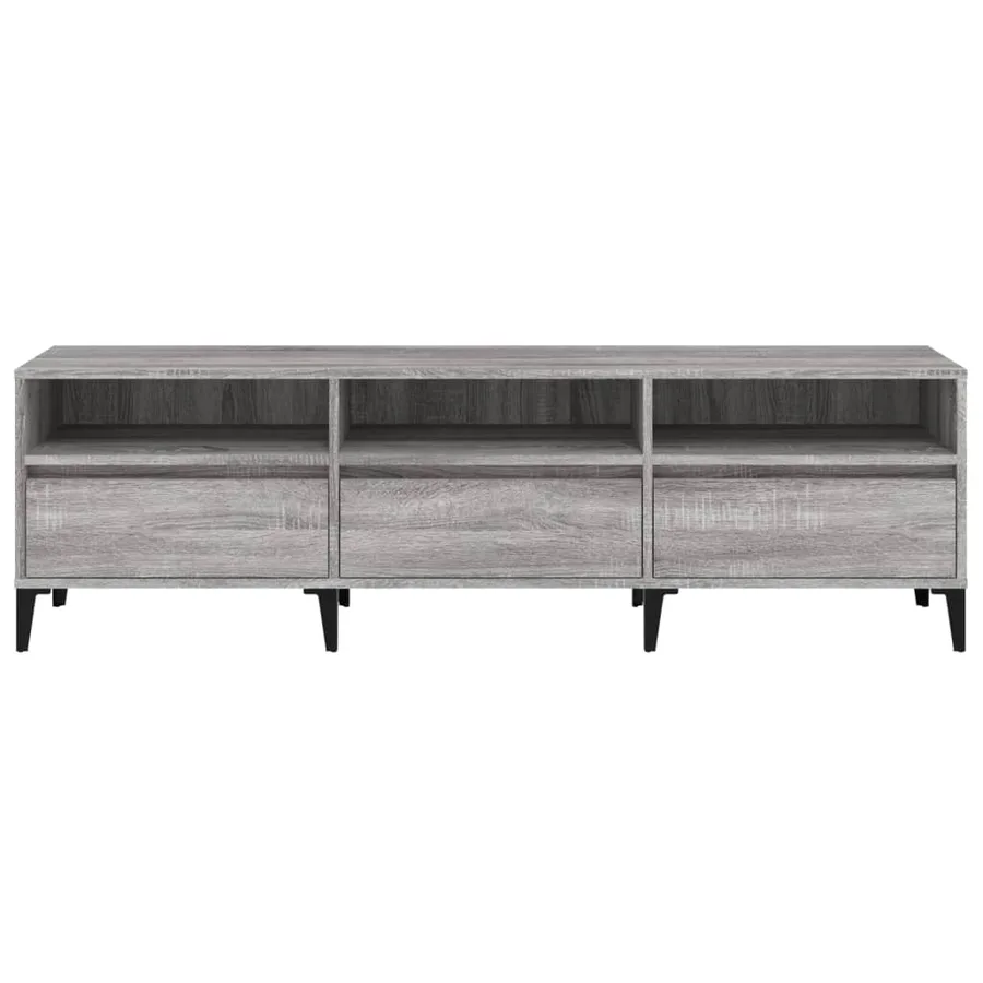 Meuble TV sonoma gris 150x30x44,5 cm bois d'ingénierie - 6