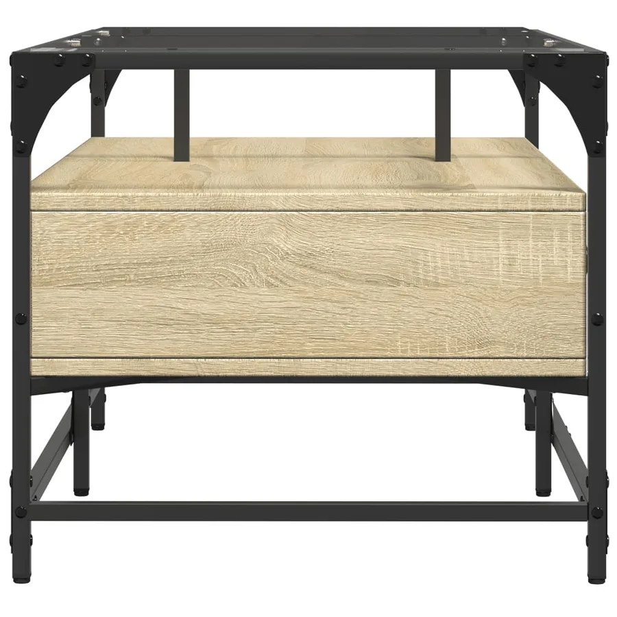 Table basse et dessus en verre chêne sonoma 98,5x50x45 cm acier - 5