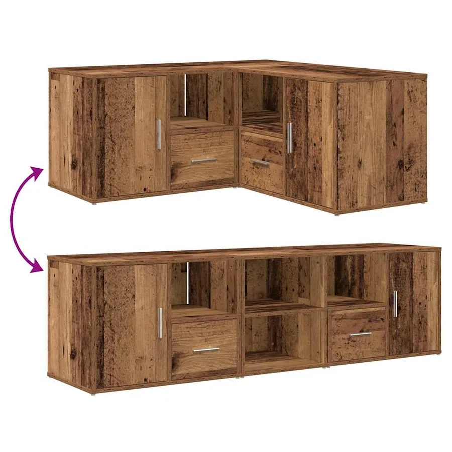 Armoire d'angle vieux bois 160x40x45 cm bois d'ingénierie - 12