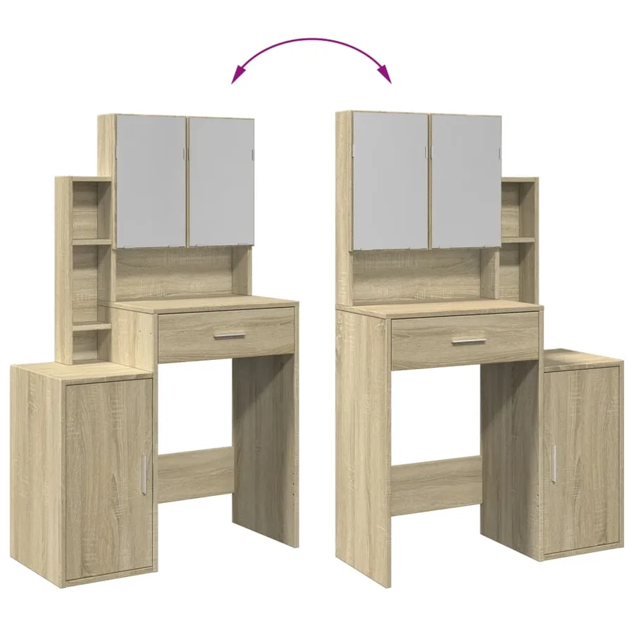 Coiffeuse avec armoire chêne sonoma 80x35x132 cm - 9