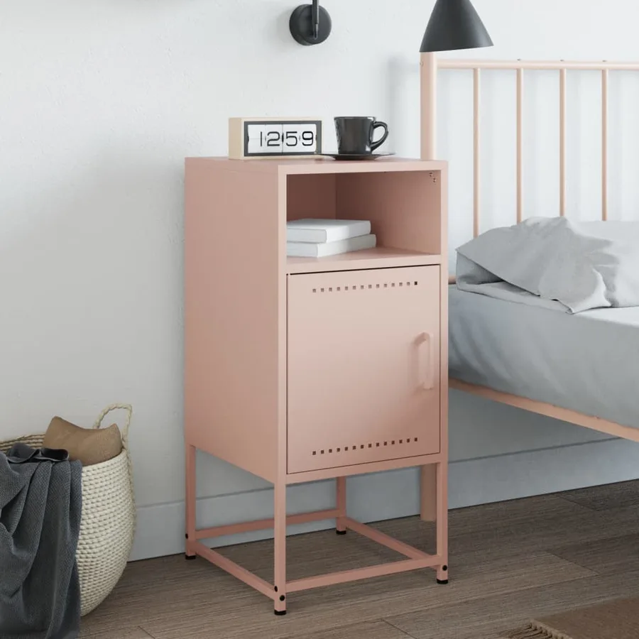 Table de chevet rose 36x39x78 cm acier - 3