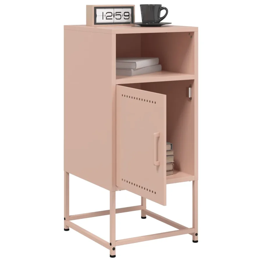 Table de chevet rose 36x39x78 cm acier - 5