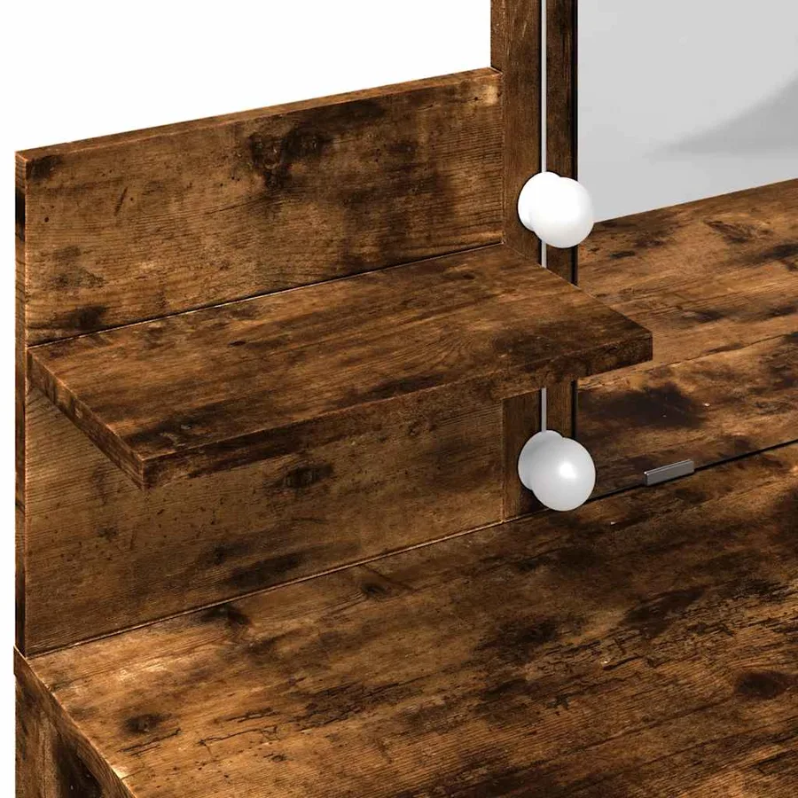 Coiffeuse avec LED chêne fumé 100x40x130 cm - 12